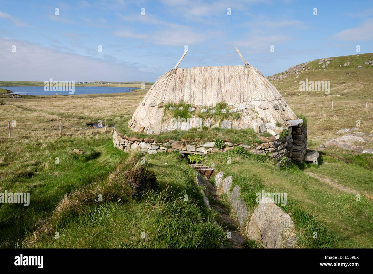 L'Âge du Fer Shawbost Moulin vieux norrois et cours d'eau sur la côte ouest de l'île Lewis, Western Isles Hébrides extérieures en Écosse Royaume-Uni Grande-Bretagne Banque D'Images