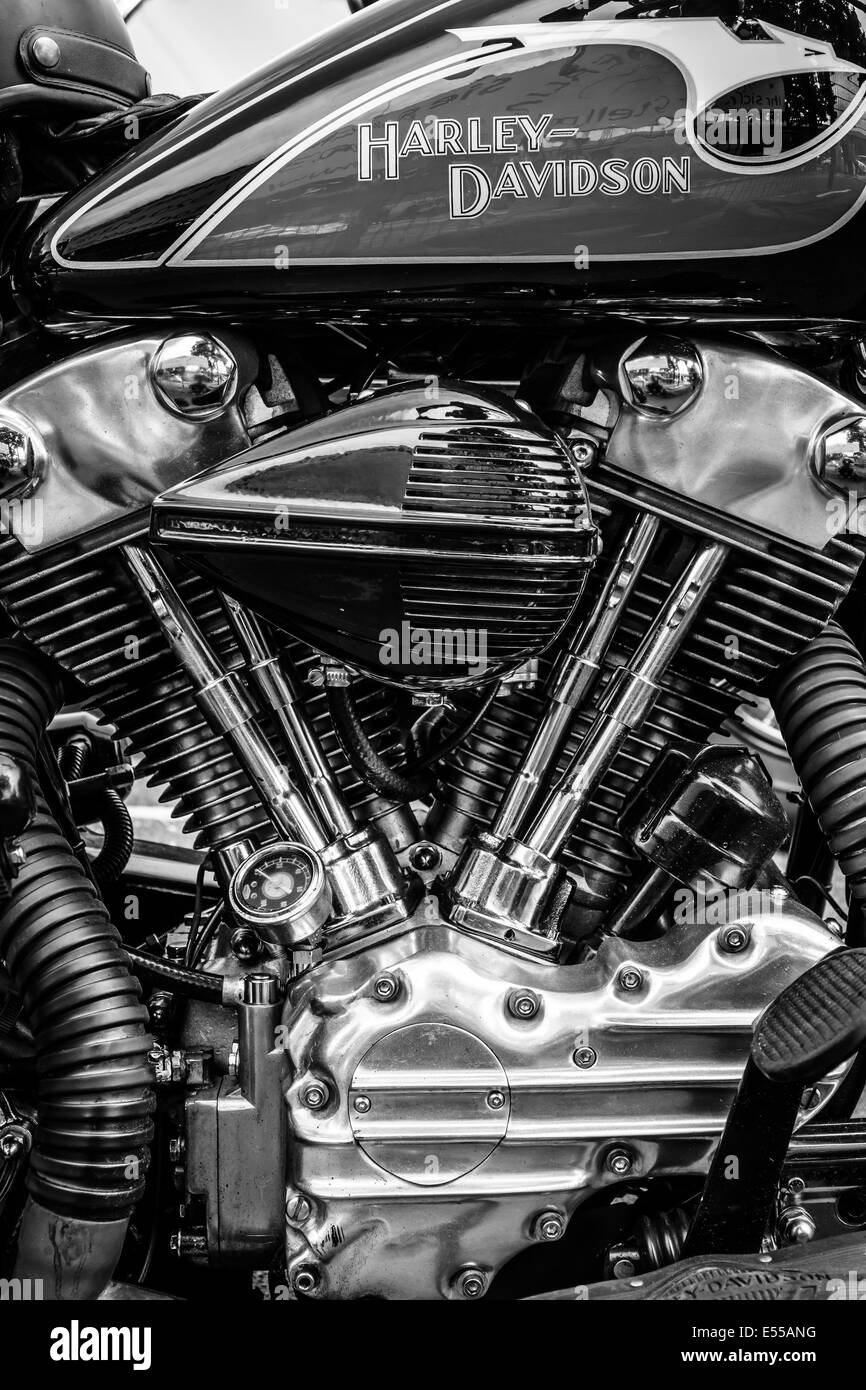 Twin Cam moteur de la moto Harley-Davidson. Noir et blanc. 27e jour - Berlin Brandebourg Oldtimer Banque D'Images