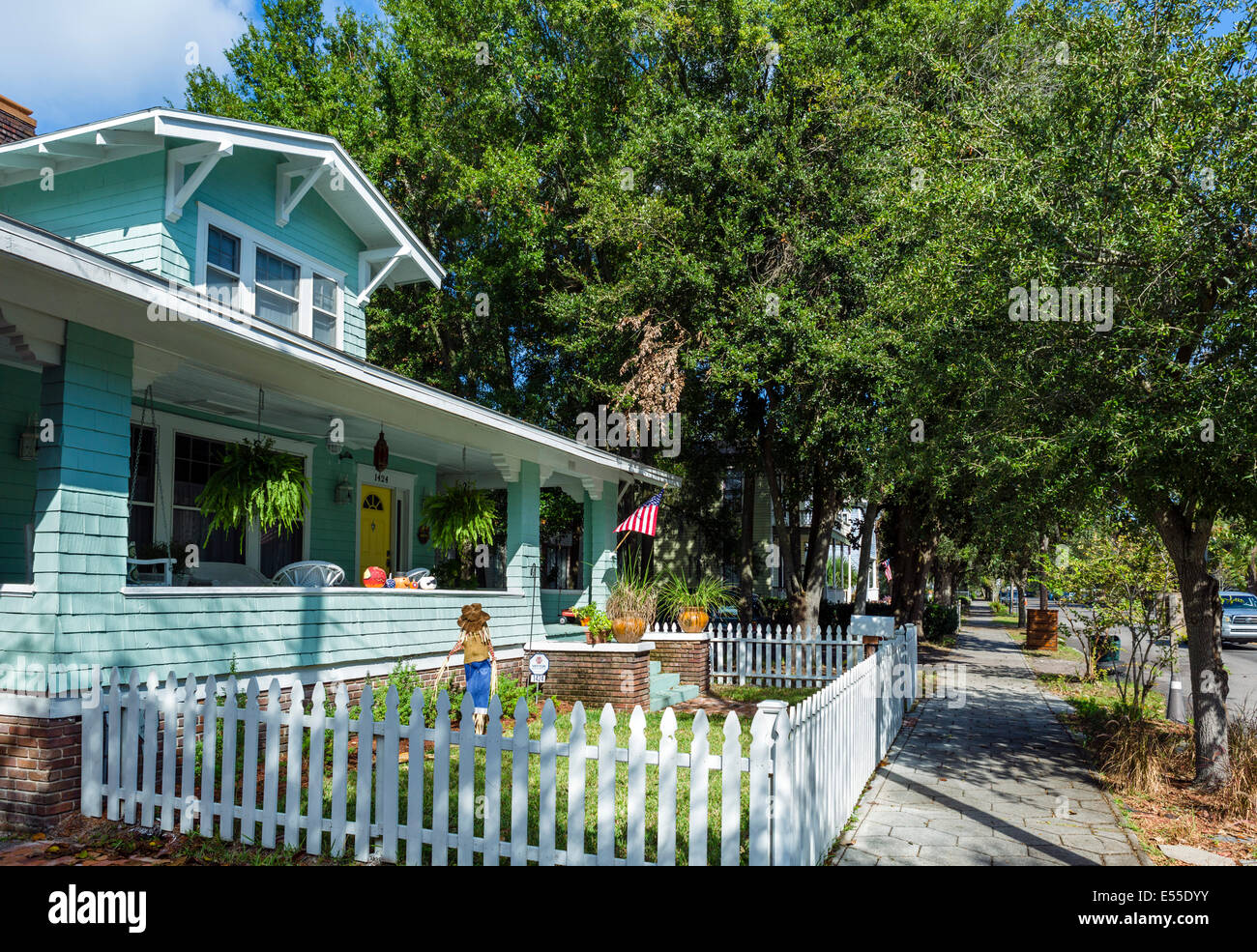 Maisons sur North Pearl Street dans le quartier historique de Springfield de Jacksonville, Floride, USA Banque D'Images