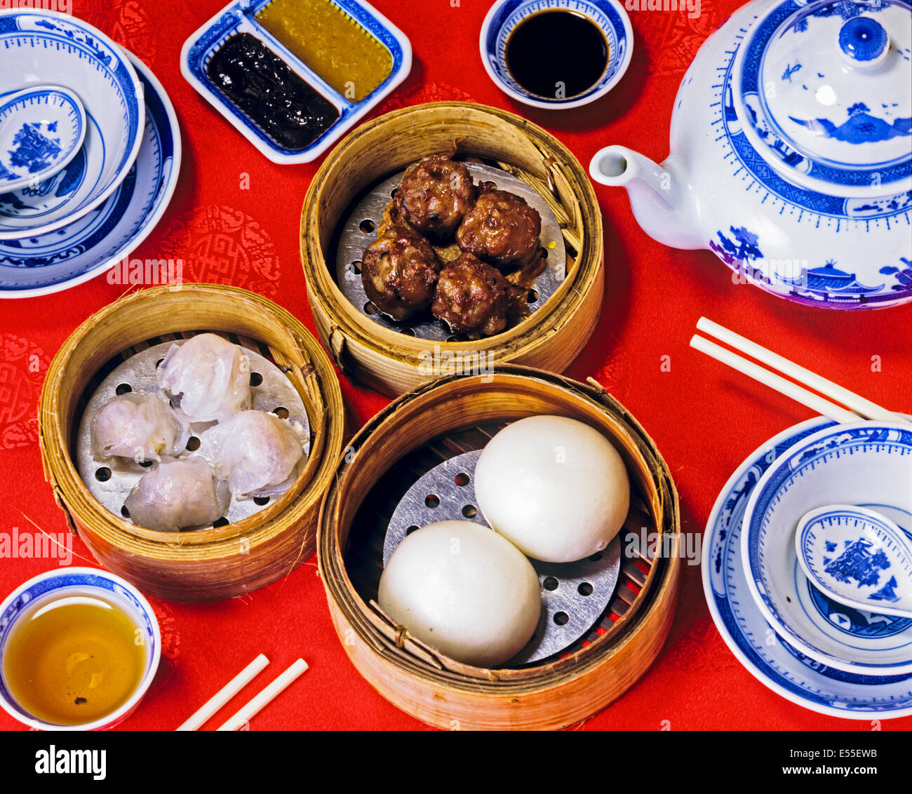 Affichage de dim sum de Hong Kong, de l'alimentation Banque D'Images