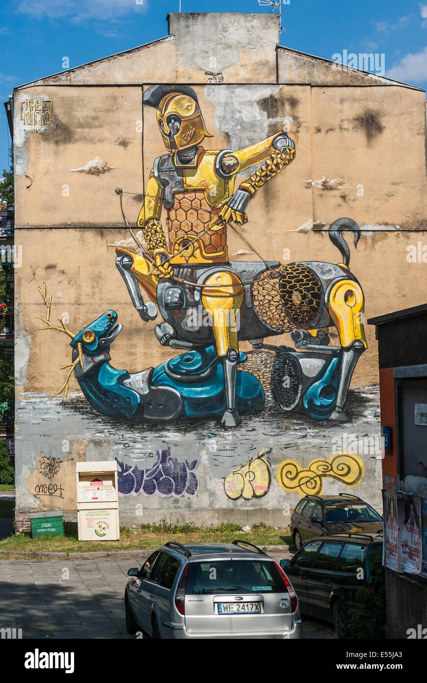 Centaur et chers - Peinture murale par PixelPancho à Varsovie, Pologne Banque D'Images
