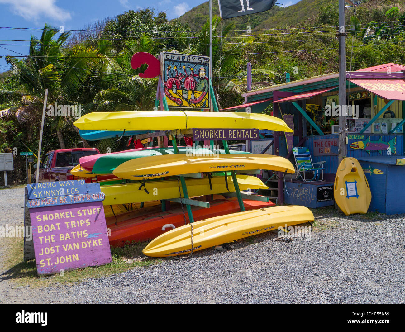 Crabby's shop à Coral Bay sur l'île des Caraïbes de St John dans les îles Vierges américaines Banque D'Images