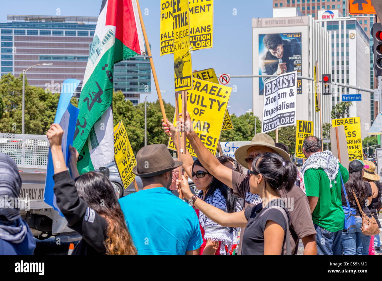 Les manifestants à un rassemblement à la Palestine pro Los Angeles California USA Banque D'Images