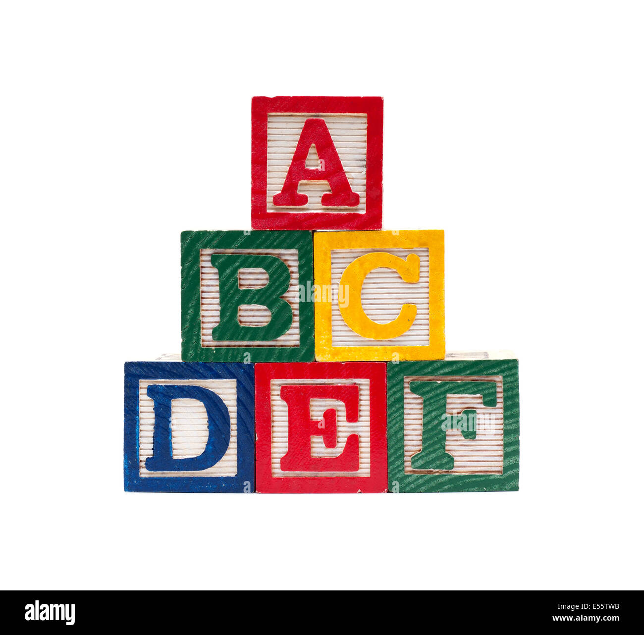 Wooden Alphabet Blocks isolé sur fond blanc Banque D'Images