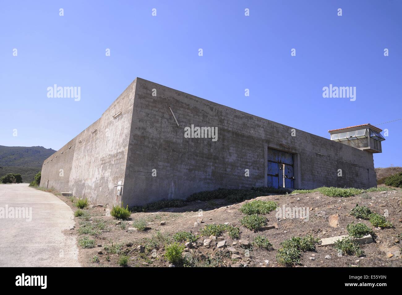 L'île de l'Asinara, Porto Torres, en Sardaigne, Italie, les installations de l'ancienne prison à sécurité maximum Banque D'Images