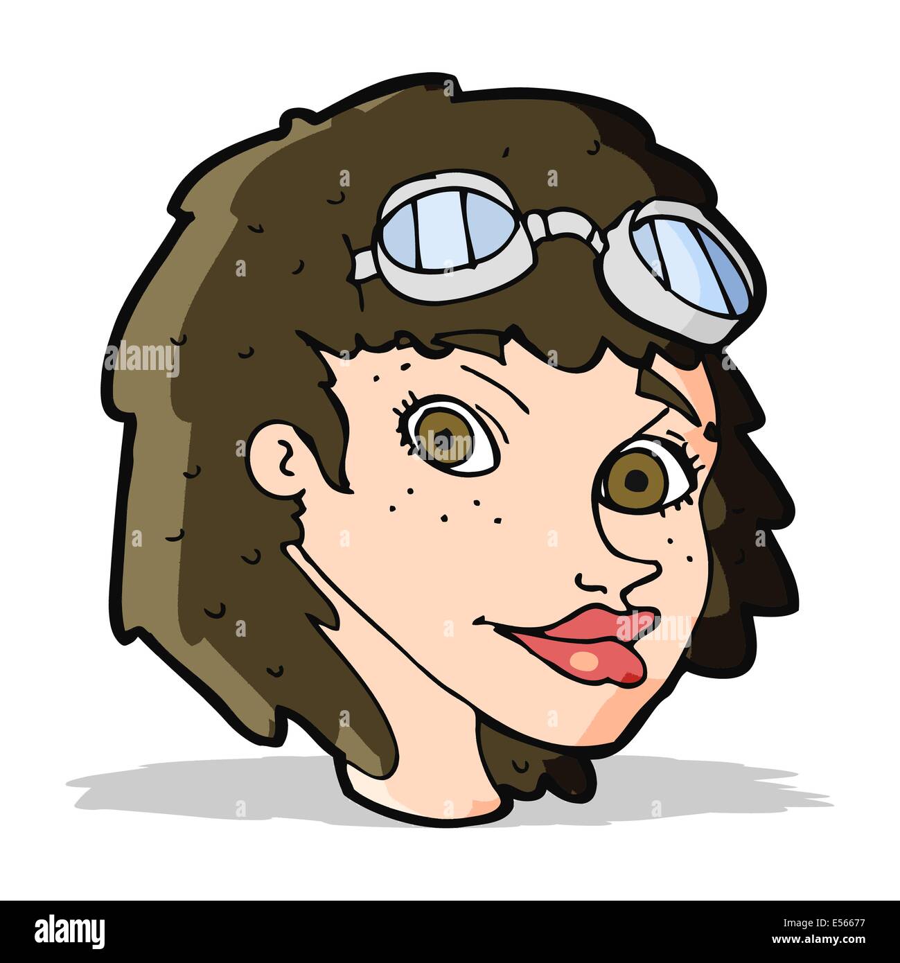 Cartoon happy woman wearing aviator lunettes Illustration de Vecteur