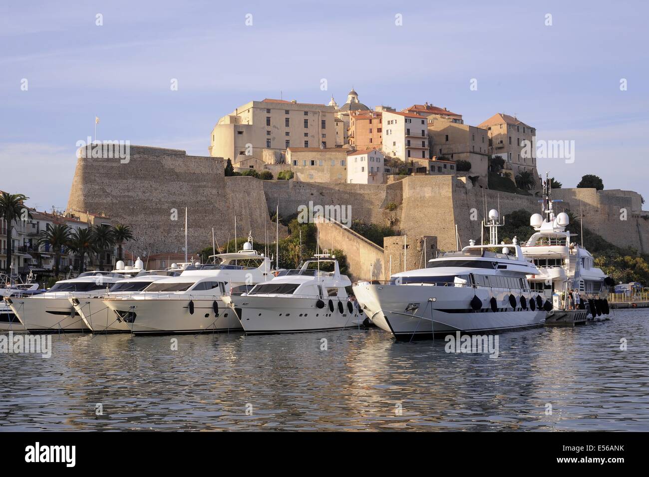 Calvi, Corse, France, le port et le 15e siècle citadelle génoise Banque D'Images