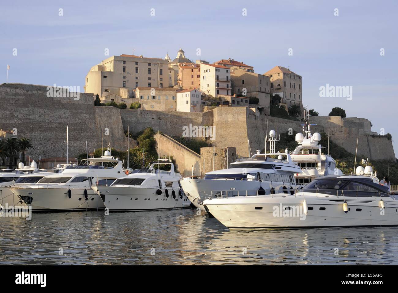 Calvi, Corse, France, le port et le 15e siècle citadelle génoise Banque D'Images