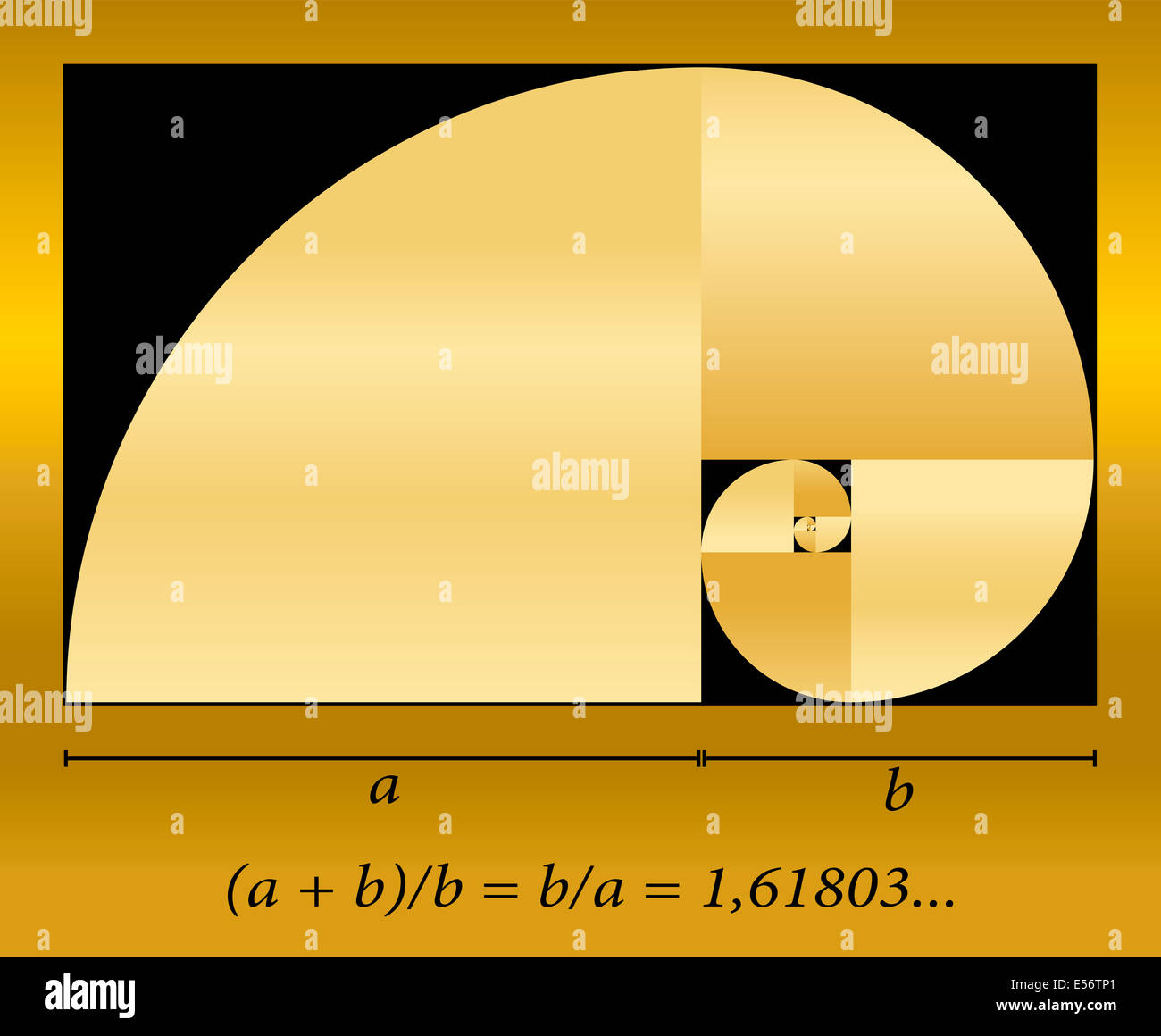 Coupe d'or, représenté par une spirale de quadrants, plus formule. Banque D'Images