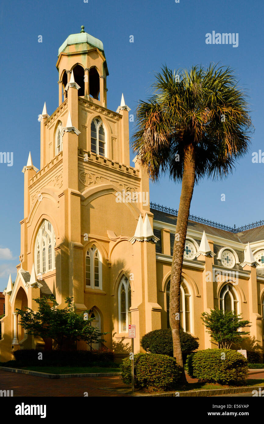 Congrégation Synagogue Mickvé Israël, la troisième plus ancienne synagogue en Amérique, est un bâtiment néo-gothique à Savannah, GA Banque D'Images