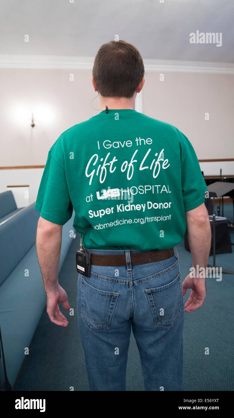 Des reins de donneurs vivants pasteur Derek Lambert à la première église baptiste de High Springs, en Floride. Banque D'Images