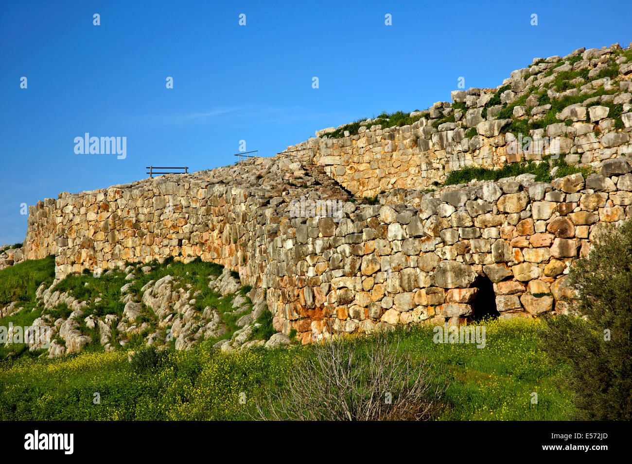 Les murs cyclopéens de l'acropole de l'ancienne cité de Tirynthe ('Tiryntha'), ('Argolide Argolide'), Péloponnèse, Grèce Banque D'Images