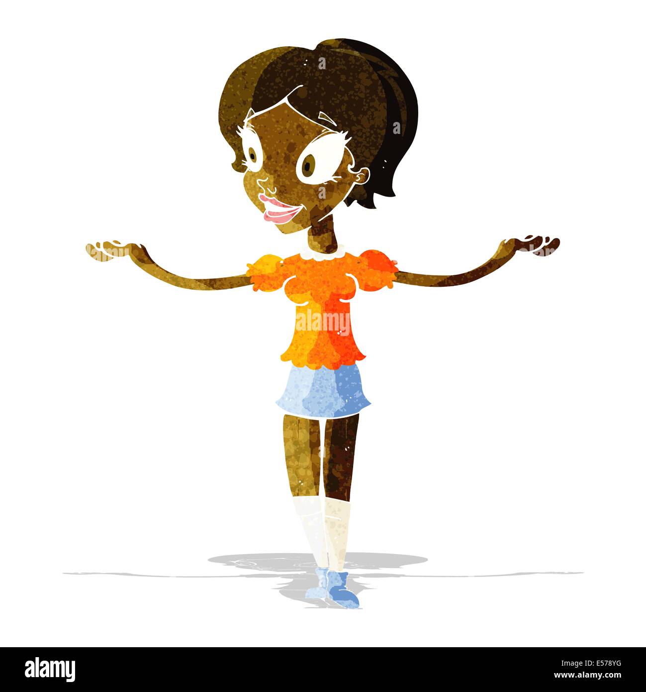 Cartoon femme avec les bras écartés Illustration de Vecteur