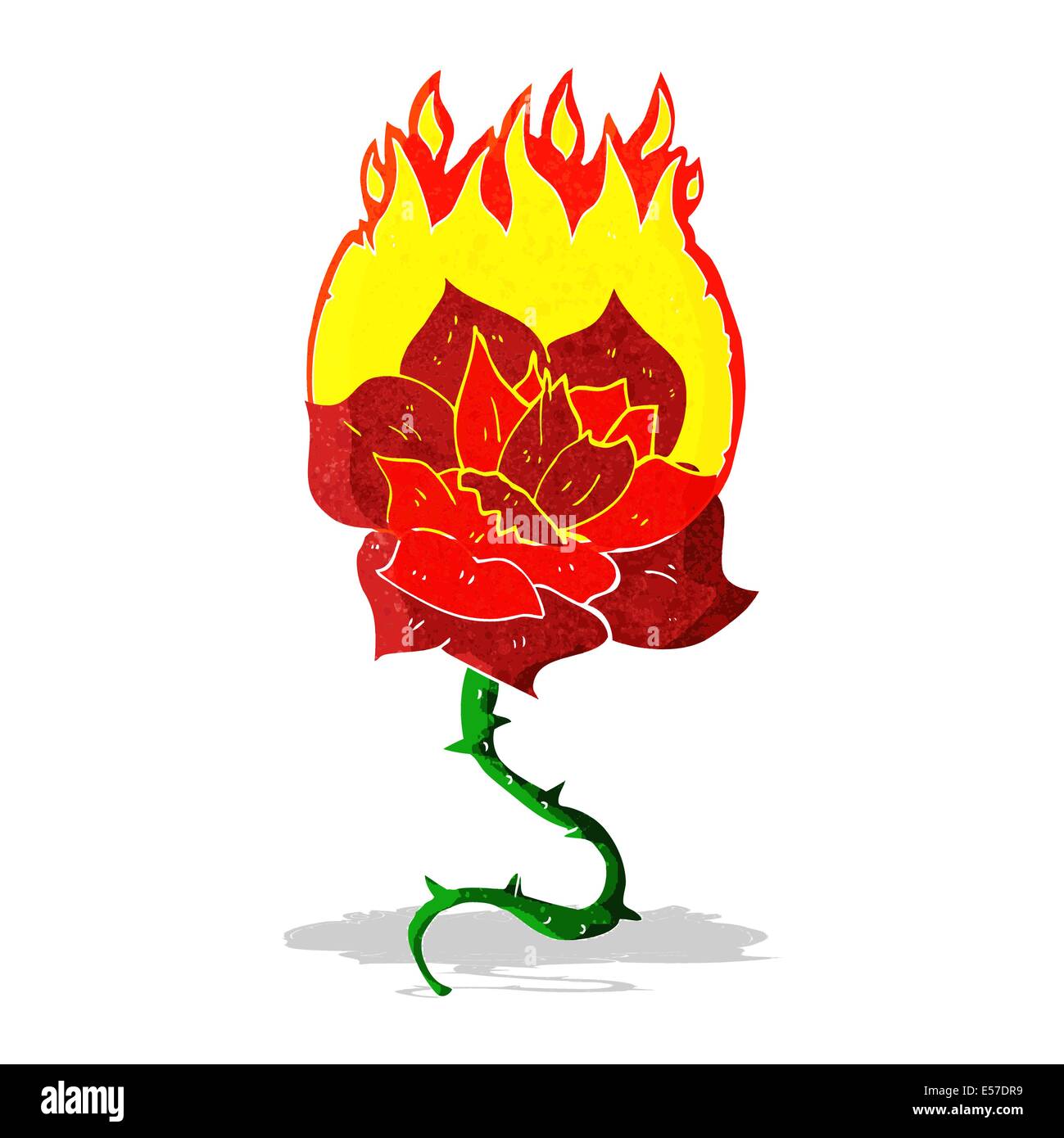 Cartoon flaming rose tattoo Illustration de Vecteur