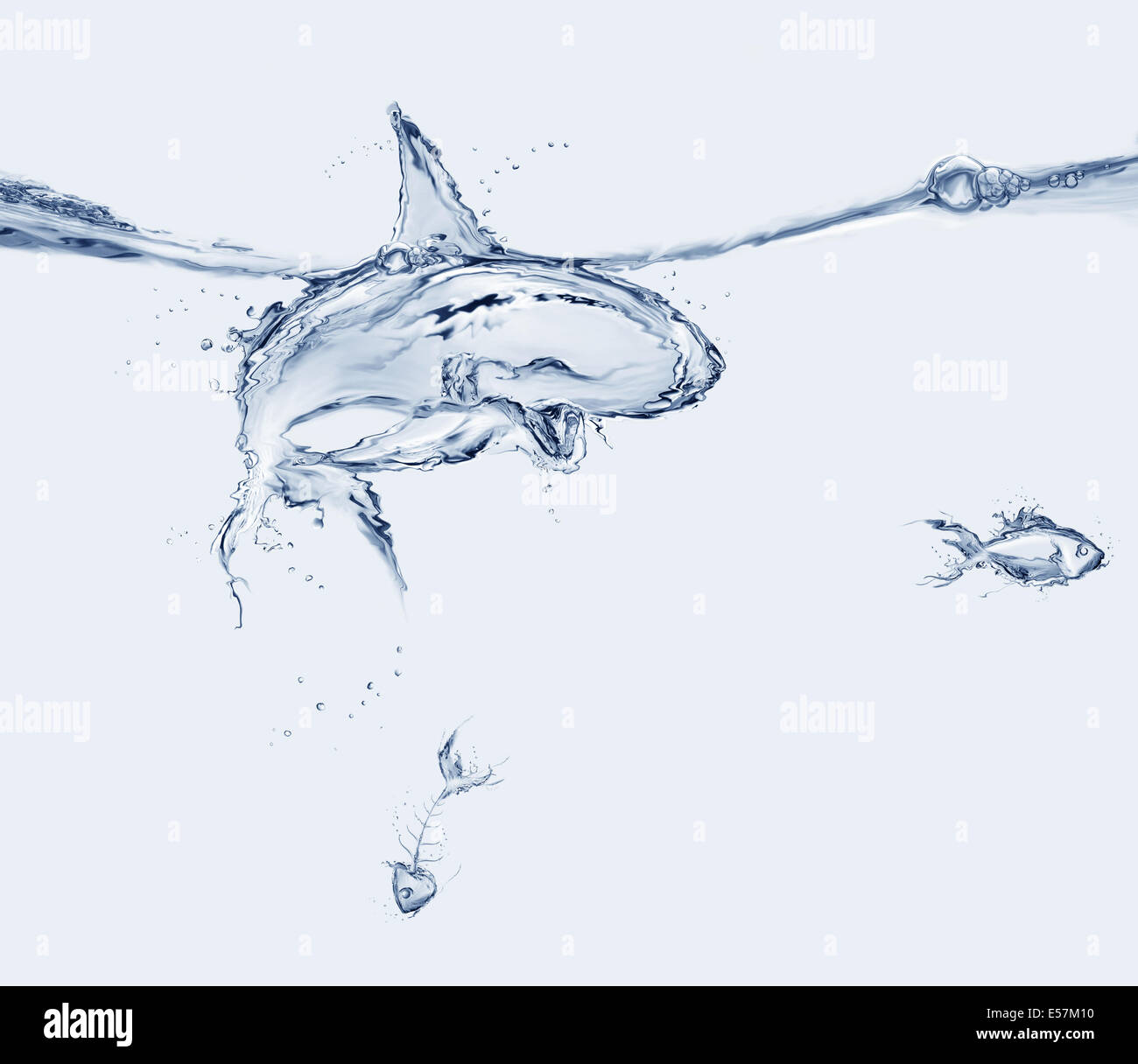 Un requin fait d'eau a mangé un poisson et quitté le graphique. Banque D'Images