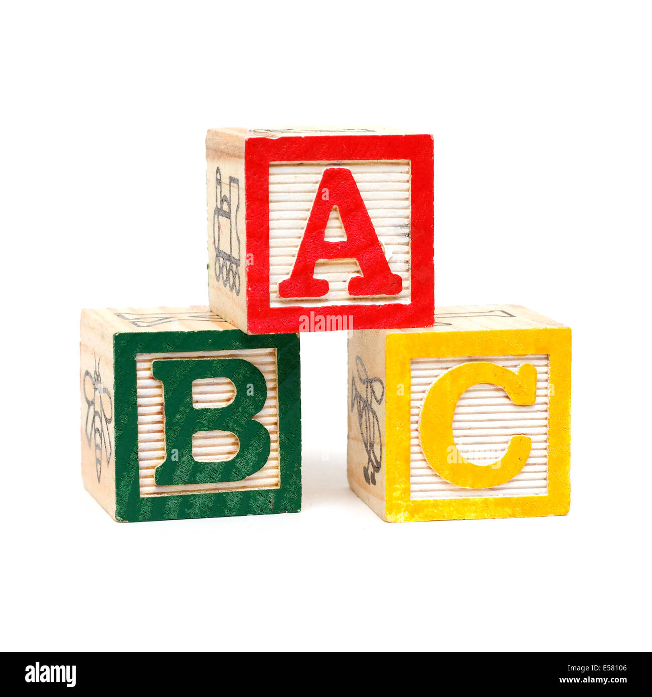 Wooden Alphabet Blocks isolé sur fond blanc Banque D'Images
