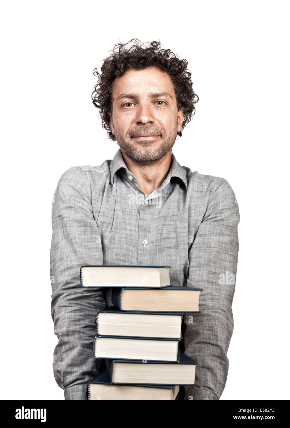 Portrait de l'élève adulte avec des livres Banque D'Images