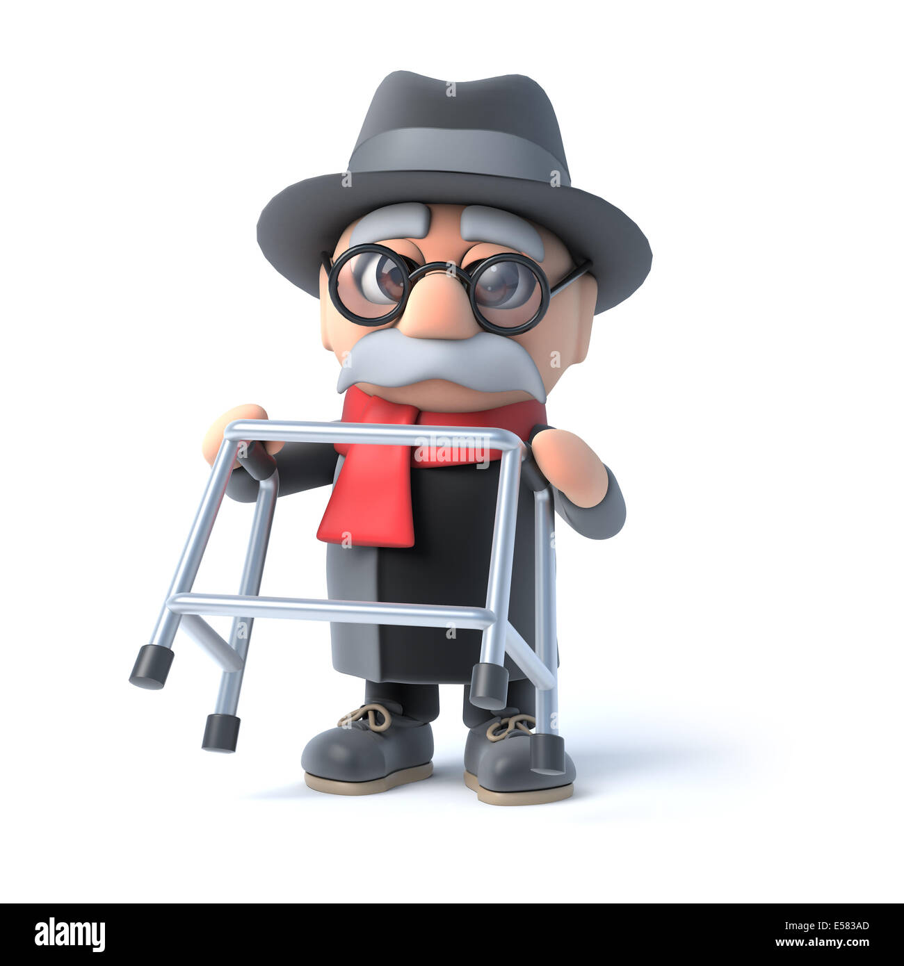 Rendu 3d D Un Vieil Homme En Soulevant Son Deambulateur Photo Stock Alamy