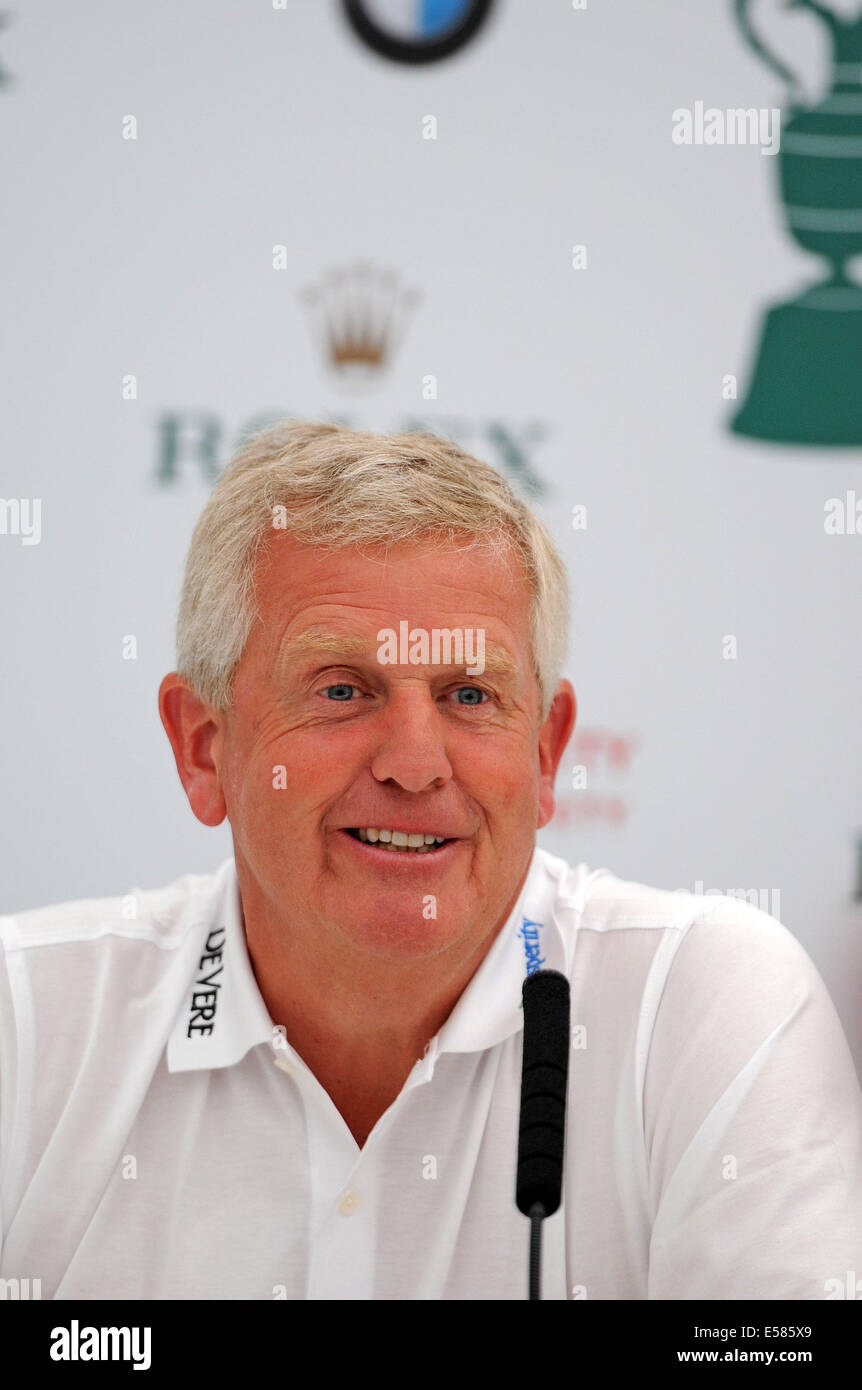 Porthcawl, Pays de Galles, Royaume-Uni. 23 juillet, 2014. Colin Montgomerie s'exprimant lors d'une conférence de presse ce matin, l'avant de l'ouvrir Senior Tournoi de Golf au Club de Golf Royal Porthcawl au Pays de Galles, qui débute demain. Credit : Phil Rees/Alamy Live News Banque D'Images