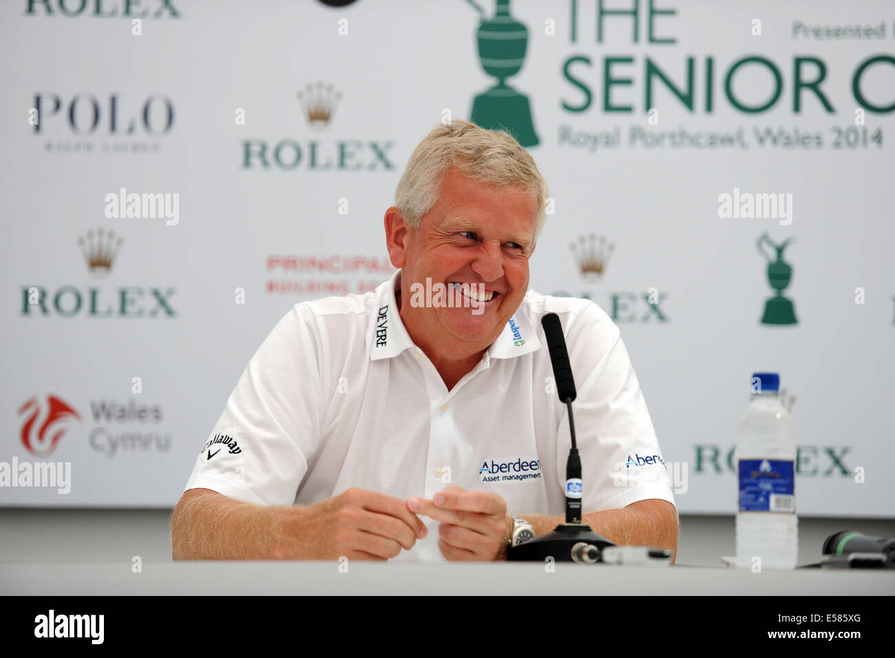 Porthcawl, Pays de Galles, Royaume-Uni. 23 juillet, 2014. Colin Montgomerie s'exprimant lors d'une conférence de presse ce matin, l'avant de l'ouvrir Senior Tournoi de Golf au Club de Golf Royal Porthcawl au Pays de Galles, qui débute demain. Credit : Phil Rees/Alamy Live News Banque D'Images