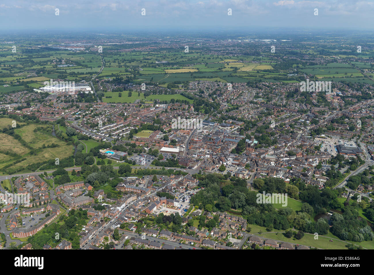 Une image montrant la ville de Nantwich et la campagne du Cheshire. Banque D'Images