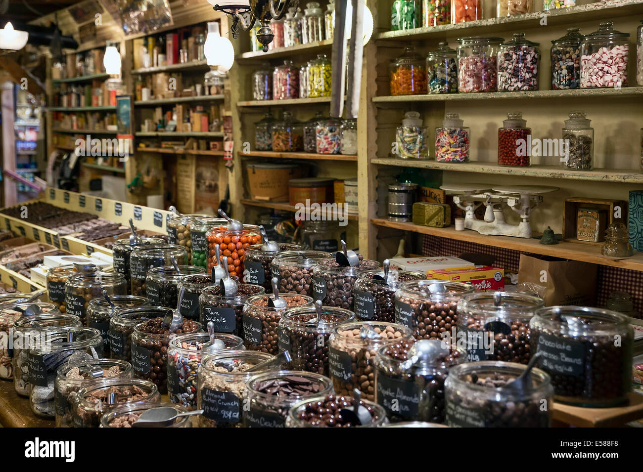 Magasin de bonbons à l'Ohio Country Store, Weston, Vermont, VT, USA Banque D'Images