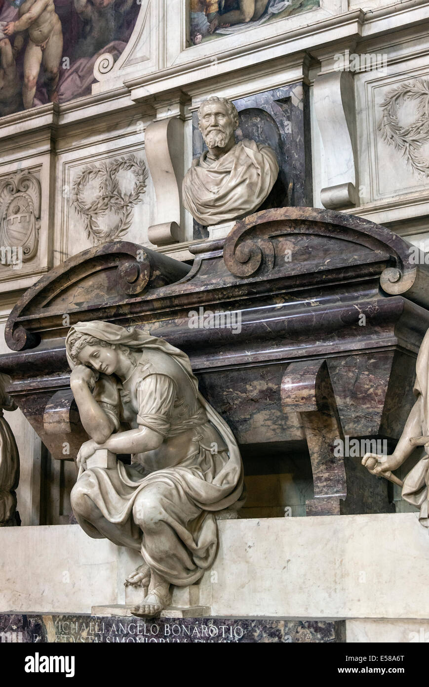 Michelangelo's Crypt situé dans l'église de la Basilique Santa Croce, Florence, Italie Banque D'Images