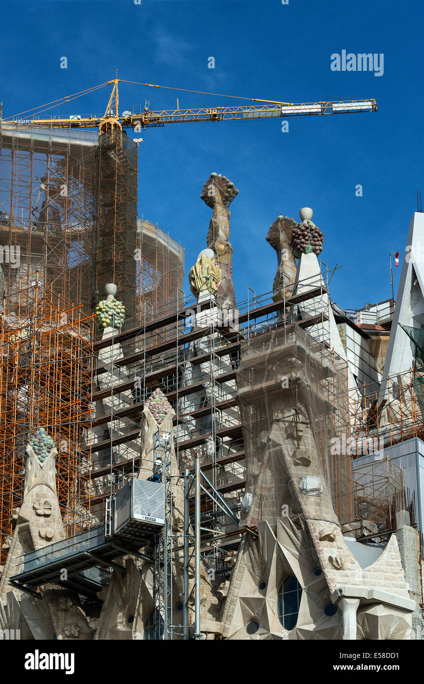 Construction d'extérieur basilique Sagrada Família, Barcelone, Espagne Banque D'Images