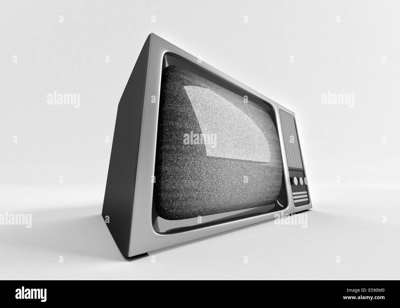 Modèle 3d de retro tv avec statique sur fond blanc. Banque D'Images