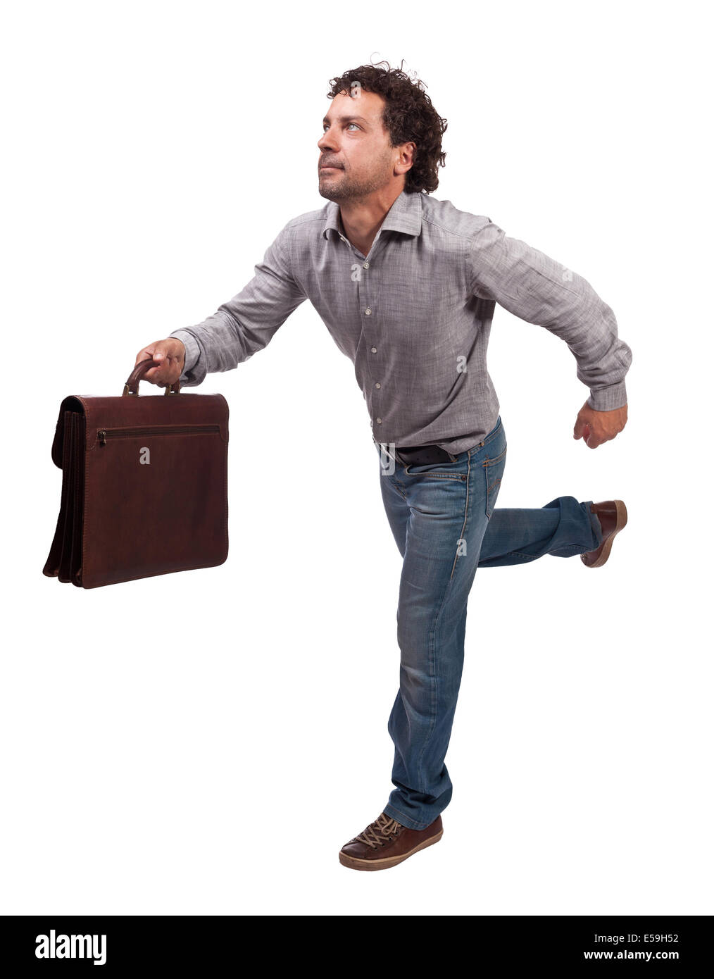 Homme courant isolé sur fond blanc Banque D'Images