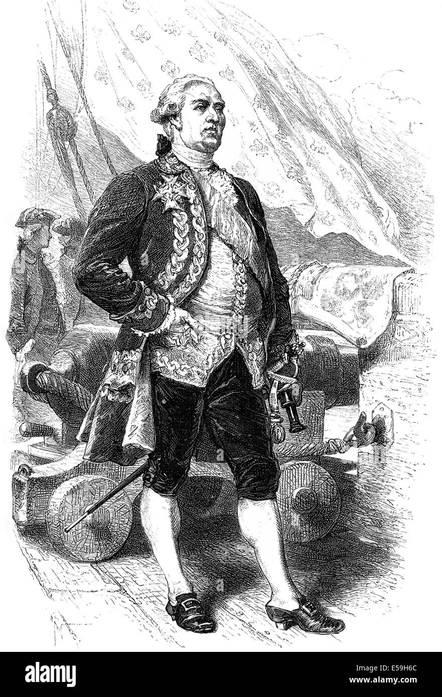 L'amiral comte Pierre André de Suffren de Saint Tropez, Bailli de Suffren, 1729-1788, un amiral français, Banque D'Images