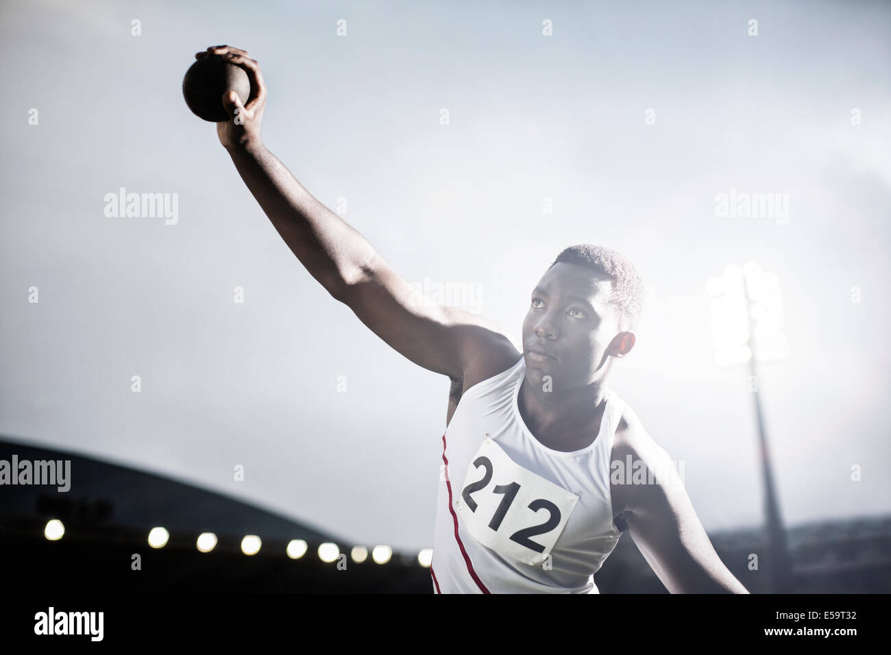 Athlétisme lancer lancer du poids Banque D'Images
