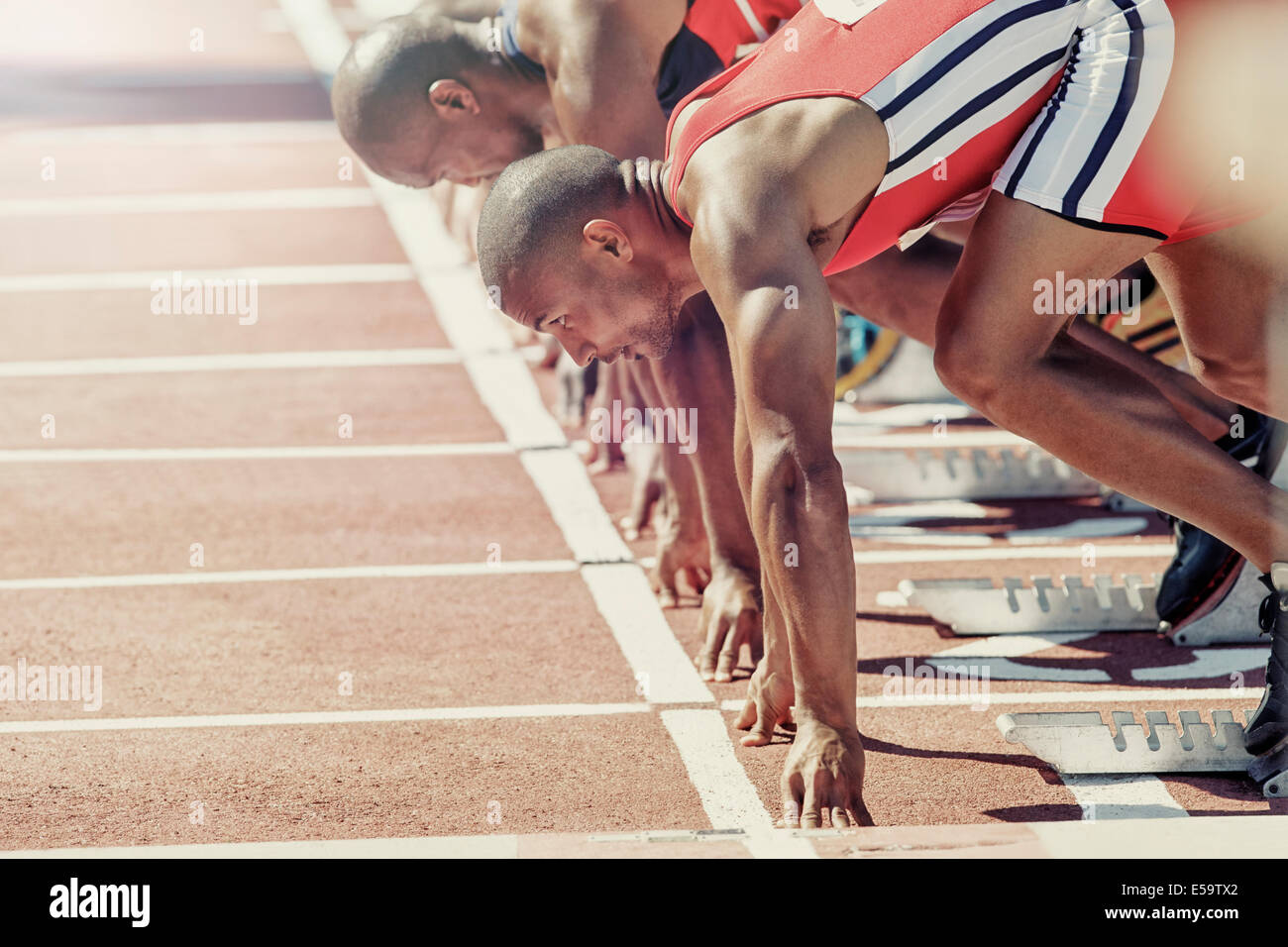Bloc de départ prêt à glissières Banque D'Images