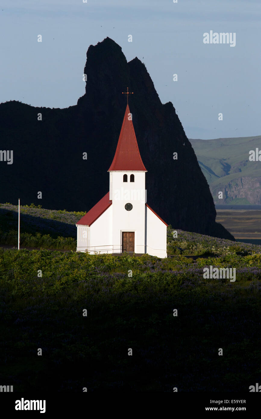 - Eglise de Vik Vik i Myrdal, Sud de l'Islande Banque D'Images