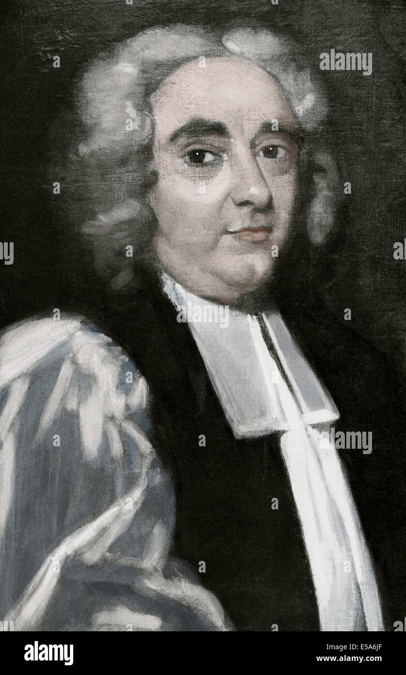 George Berkeley (1685-1753), également connu sous le nom de l'Évêque Berkeley (Évêque de Cloyne). Le philosophe anglo-irlandais. Gravure en couleur. Banque D'Images