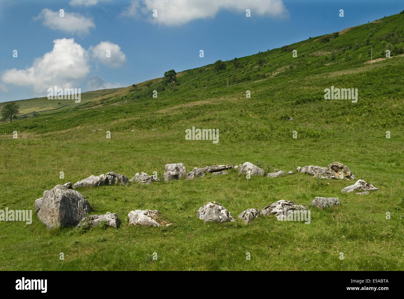 Paysage celtique de la Grande-Bretagne. Yockenthwaite Stone Circle Langstrothdale Valley dans le Yorkshire Dales National Park.England UK 2010s 2014 HOMER SYKES Banque D'Images
