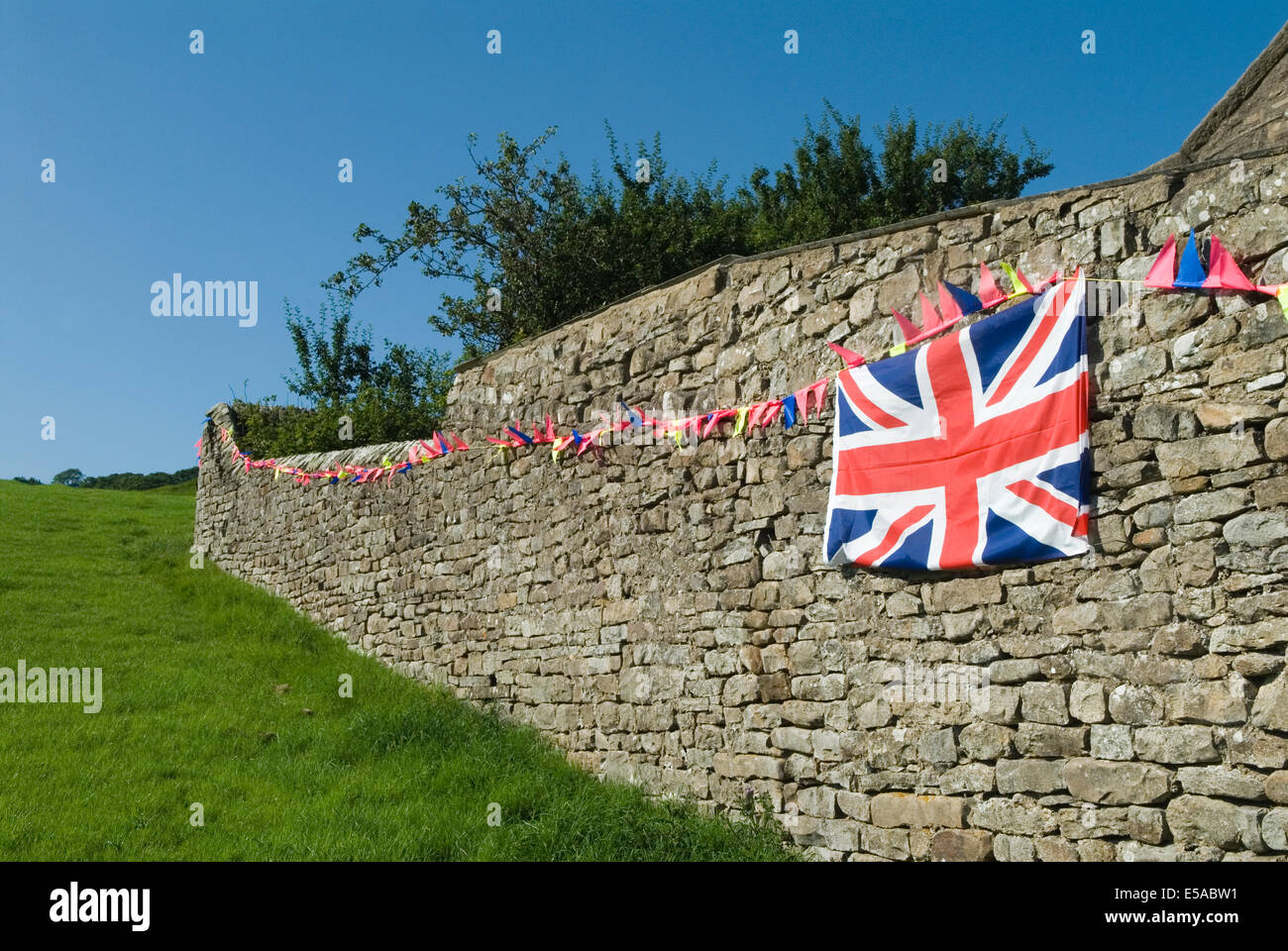 Union Jack flag bunting et Yorkshire UK HOMER SYKES Banque D'Images