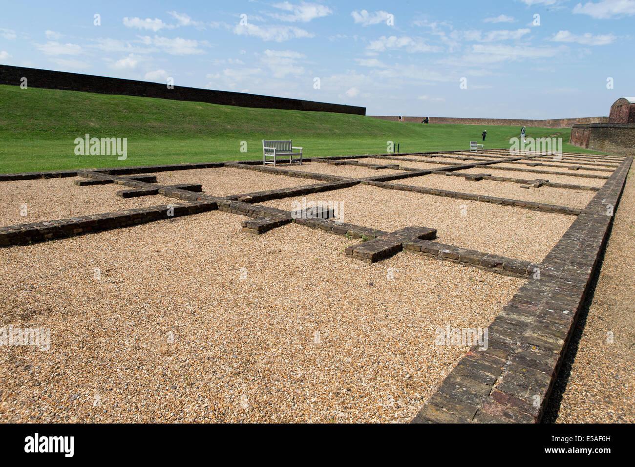 Fondations de la caserne des soldats, Tilbury Fort, Essex, Angleterre, Royaume-Uni. Banque D'Images