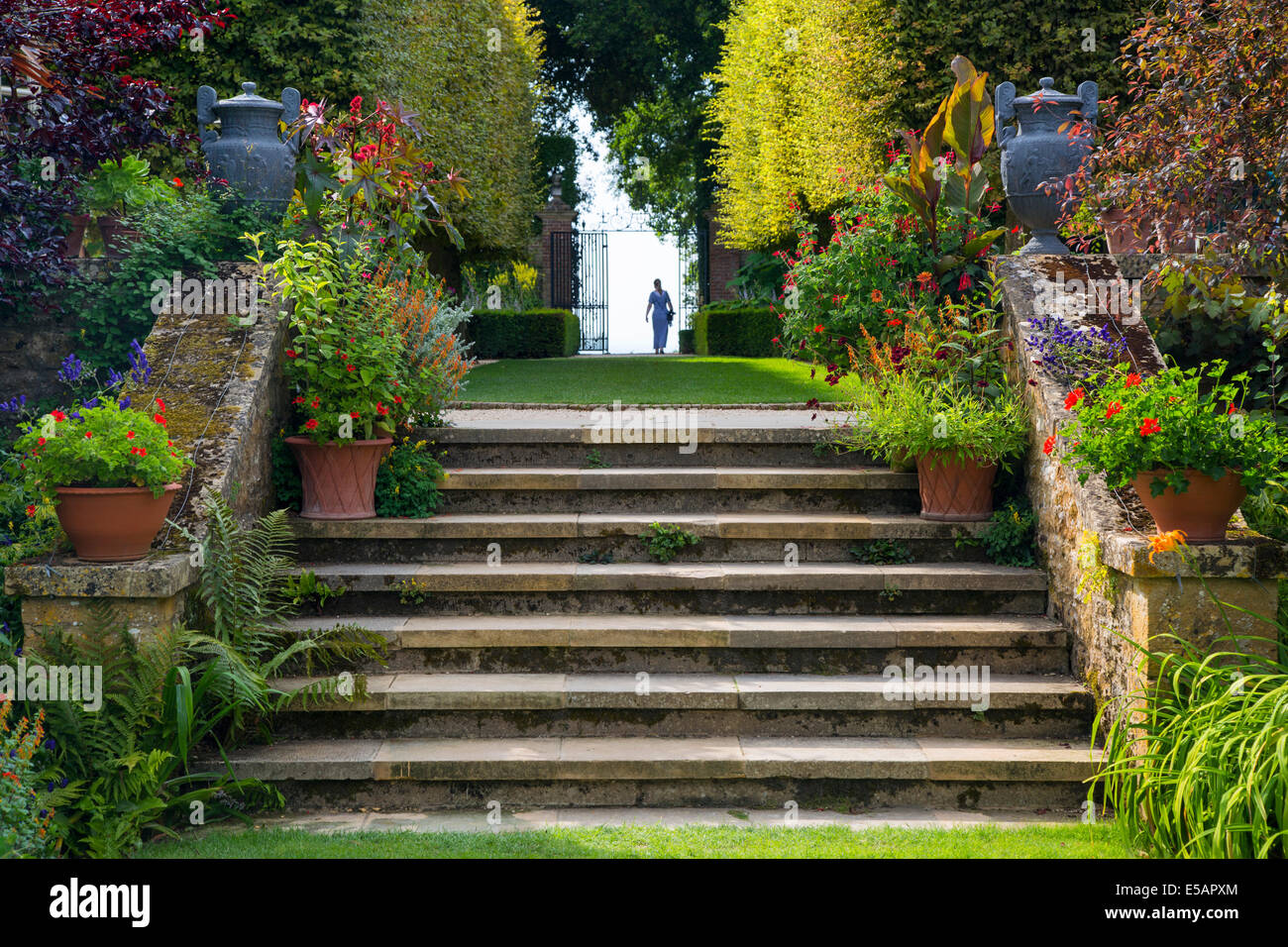 Une promenade dans le jardin Hidcote près de Chipping-Campden, les Cotswolds, Gloucestershire, Angleterre, Royaume-Uni Banque D'Images