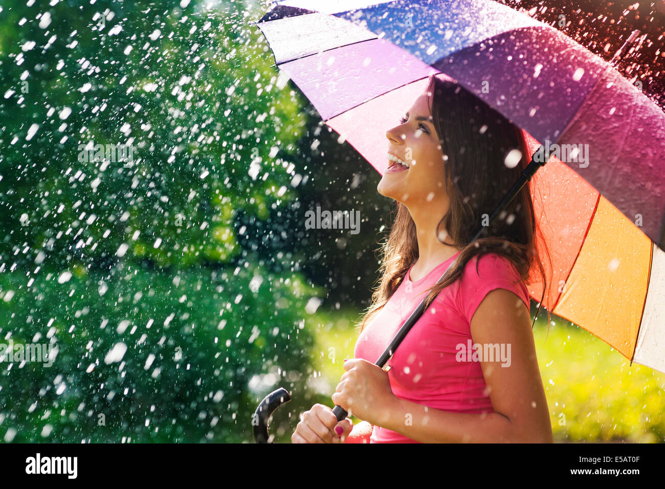 Beaucoup de plaisir à partir de la pluie d'été Debica, Pologne Banque D'Images