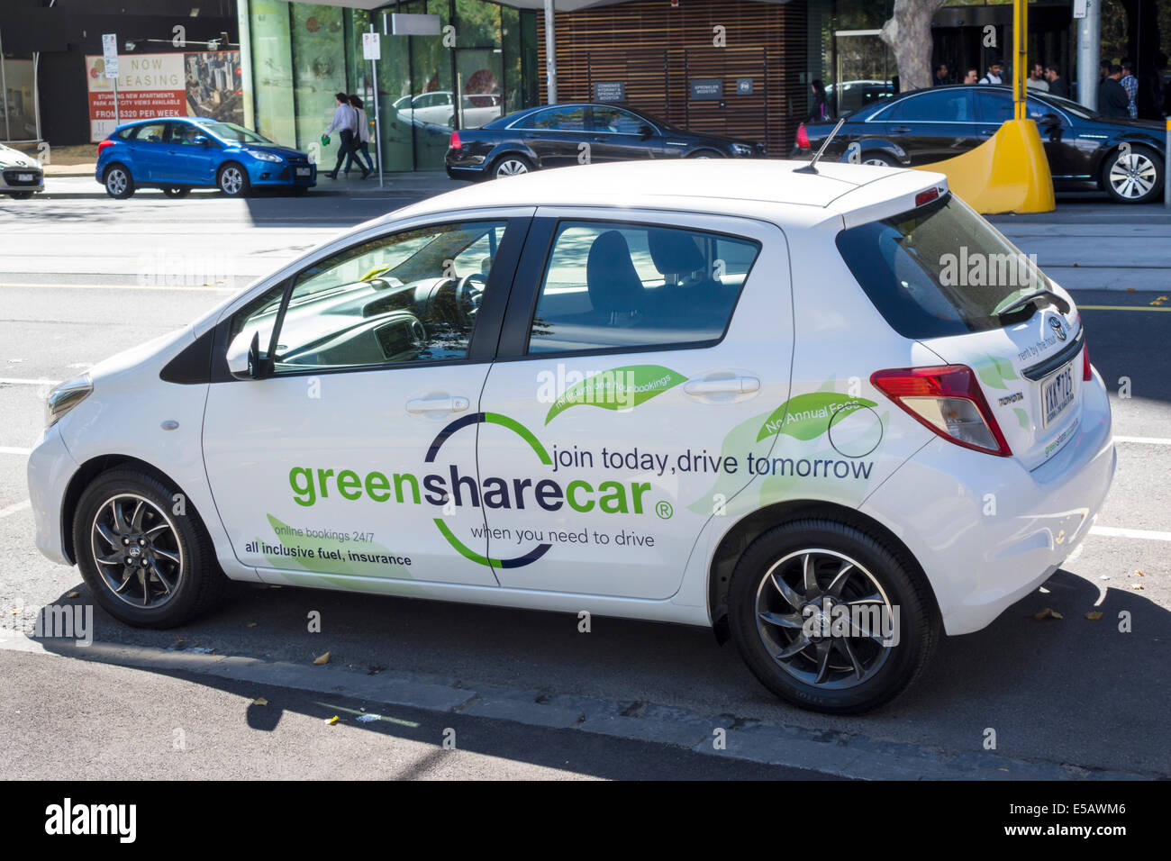 Melbourne Australie,William Street,Green Share car,GreenShareCar,partage,partage,partage,voiture,location à court terme,AU140320004 Banque D'Images