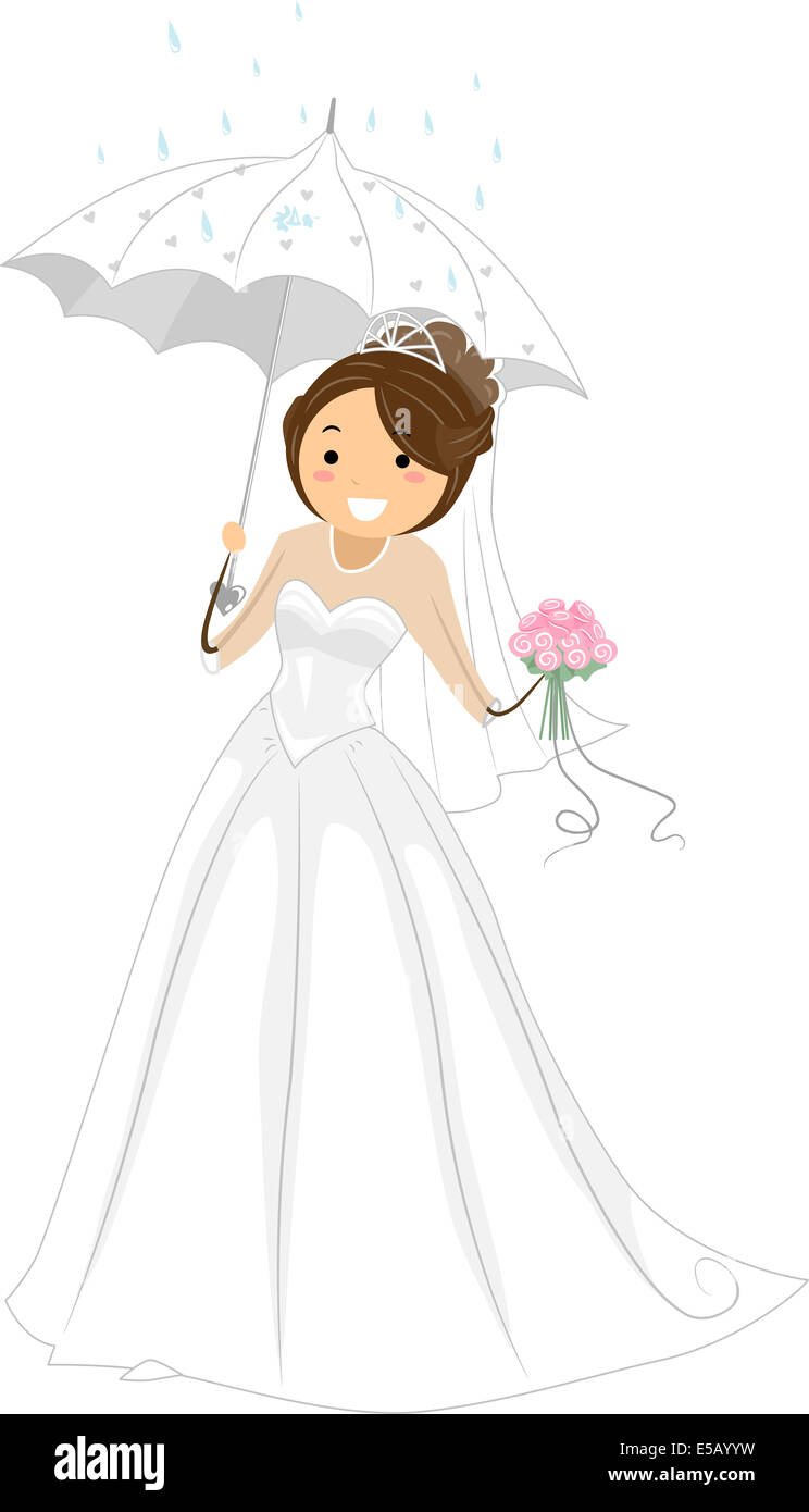Illustration d'une bride Holding un parapluie Banque D'Images