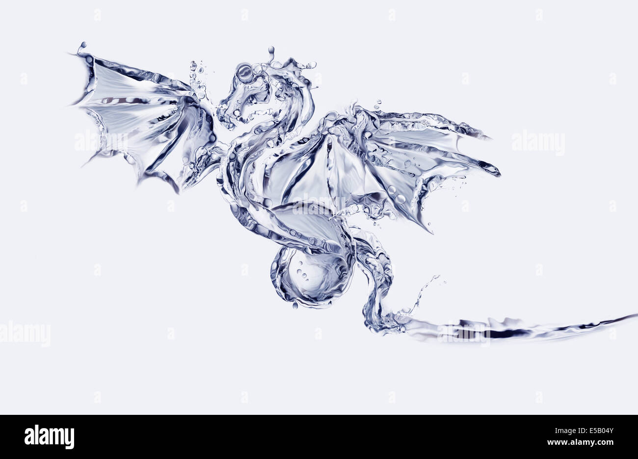 Un dragon volant bleu fait d eau Stock