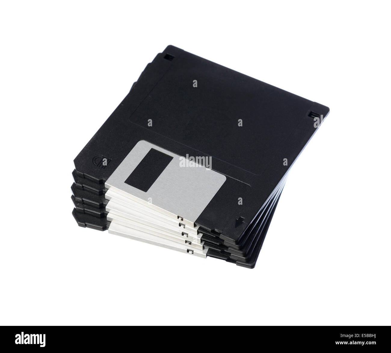 Pile de disquettes 3,5 pouces coupé isolé sur fond blanc Banque D'Images