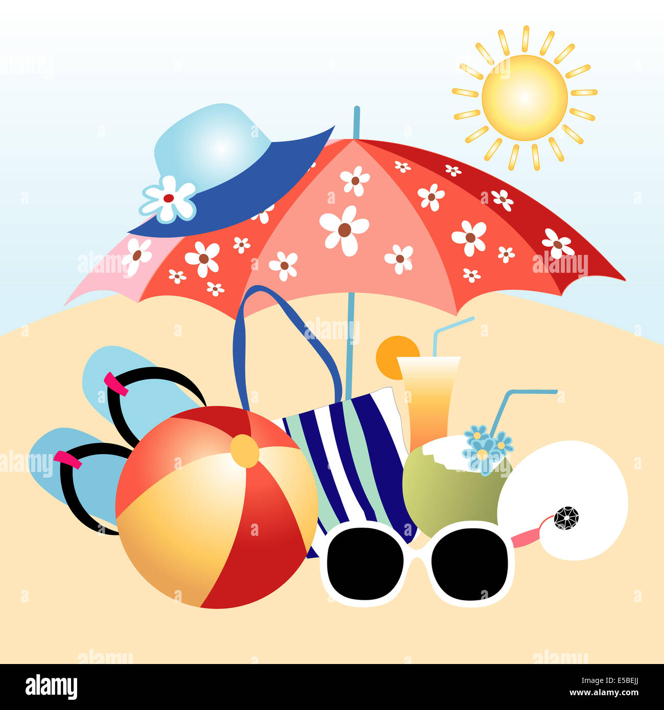 Différents objets lumineux pour des vacances de plage Banque D'Images