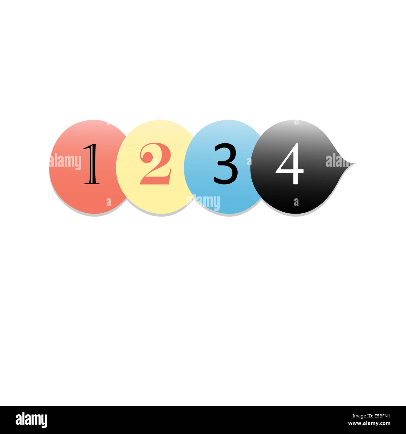Multi-couleur bulles avec numéros sur fond blanc Banque D'Images