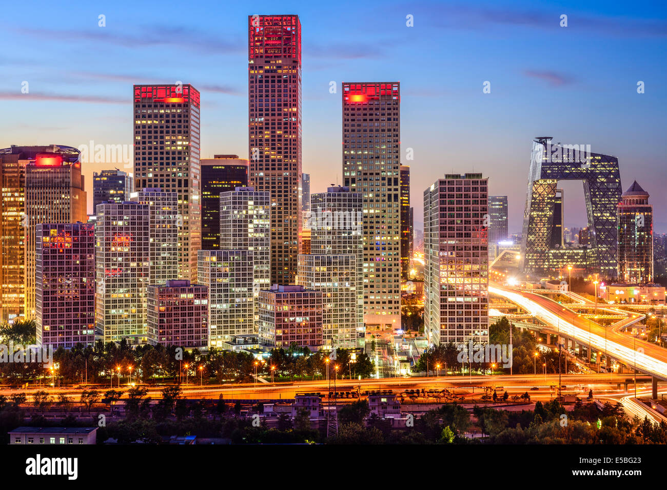 Beijing, Chine skyline at le quartier central des affaires. Banque D'Images