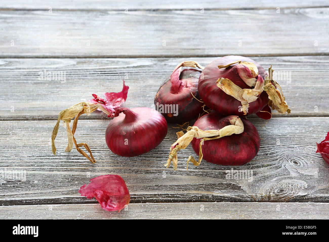 Salade de l'oignon rose sur la table, gros plan Banque D'Images