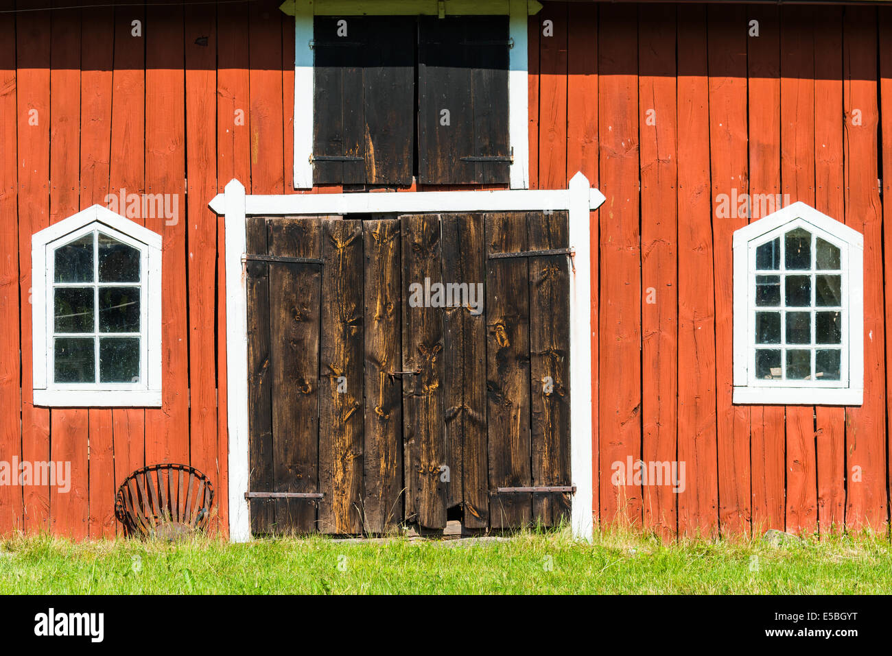 Close-up de vieille maison de bois, Suède Banque D'Images