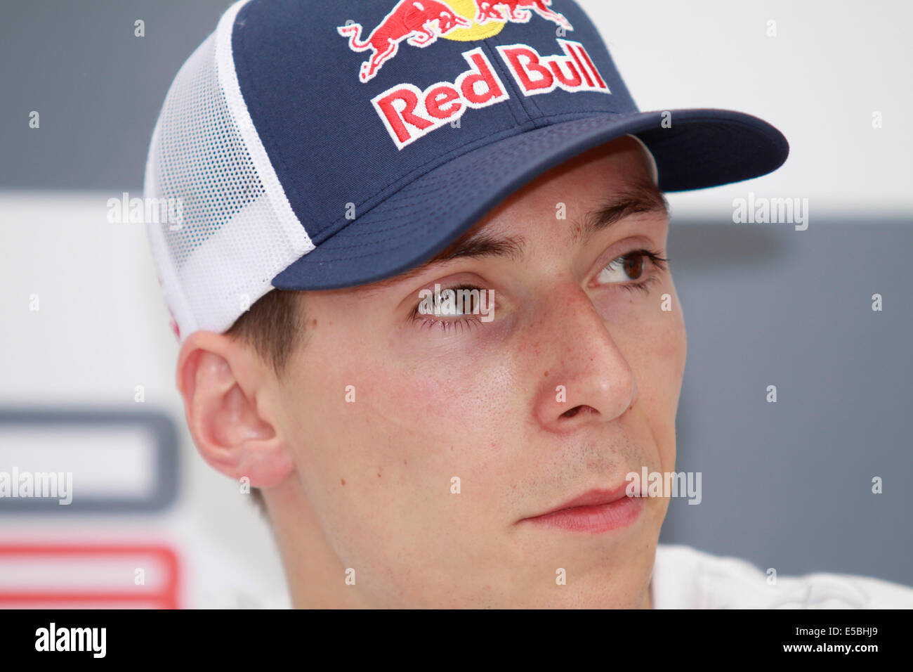 Magyorod, Hungaroring, Hongrie. 26 juillet, 2014. Les courses de GP3 series sur le Hungaroring. Alex Lynn (GBR) de l'équipe Carlin au cours de conférence de presse après la séance de qualification Crédit : Piotr Zajac/Alamy Live News Banque D'Images